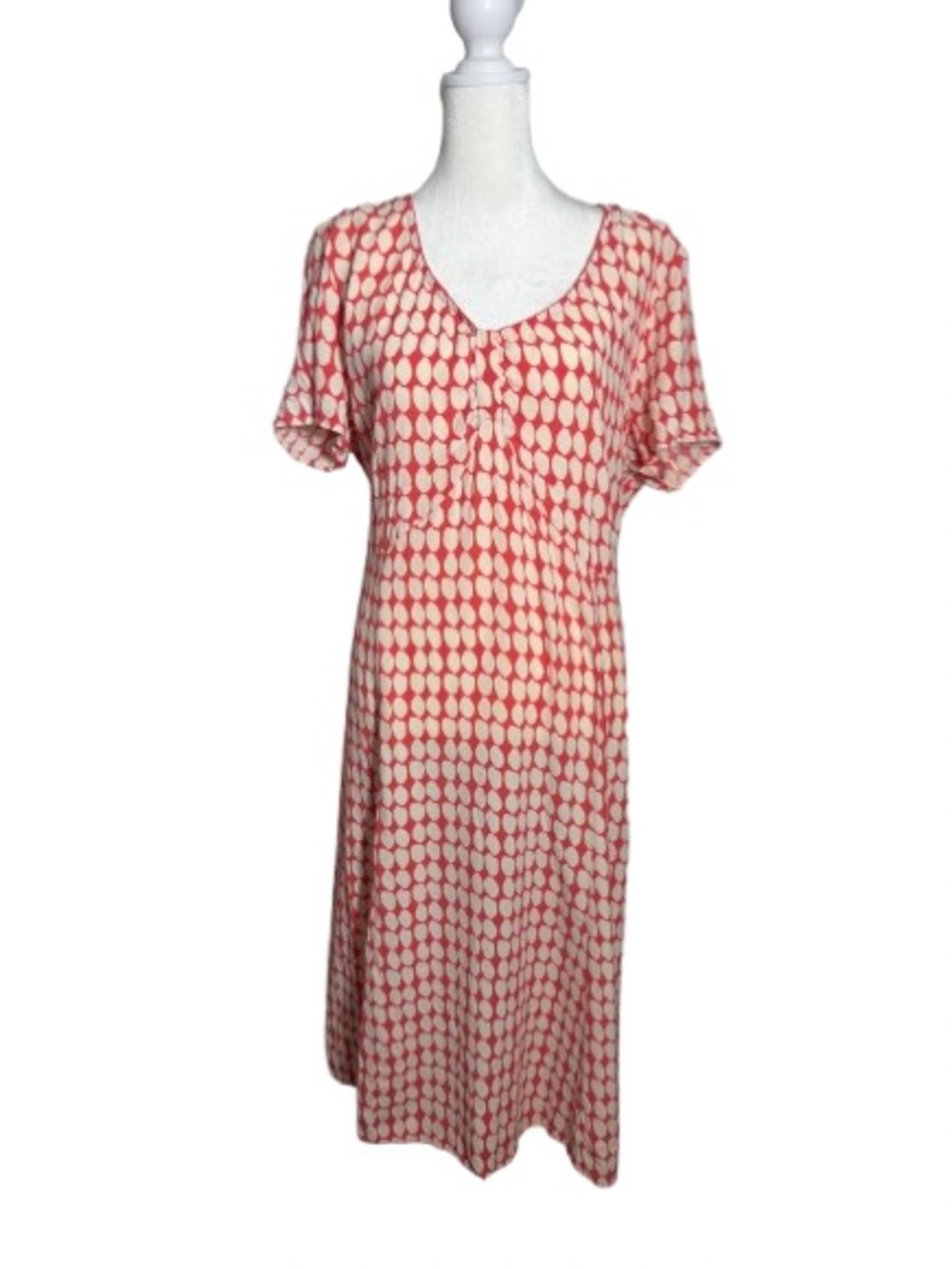Boden Orange & White Polka Dot Short Sleeve Women’s Long Dress